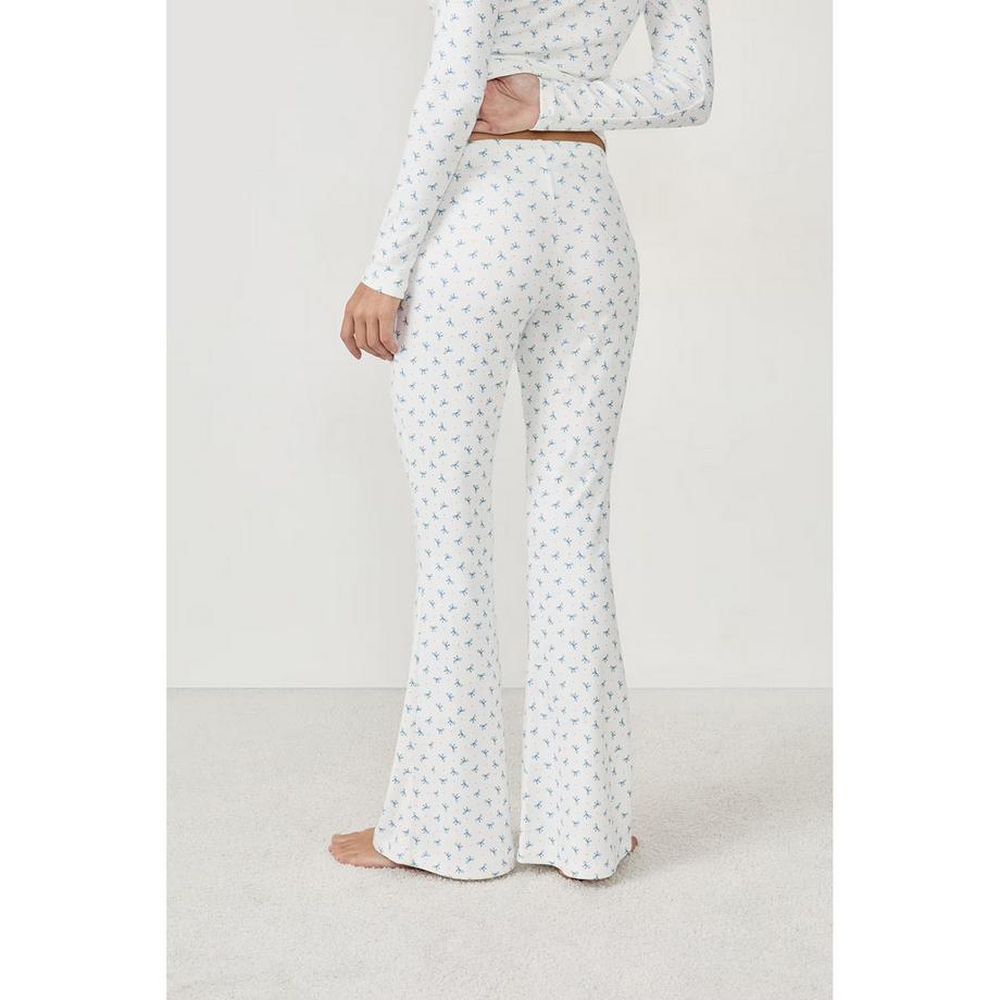 Etam Pantalon Flared Imprimé Nœuds  