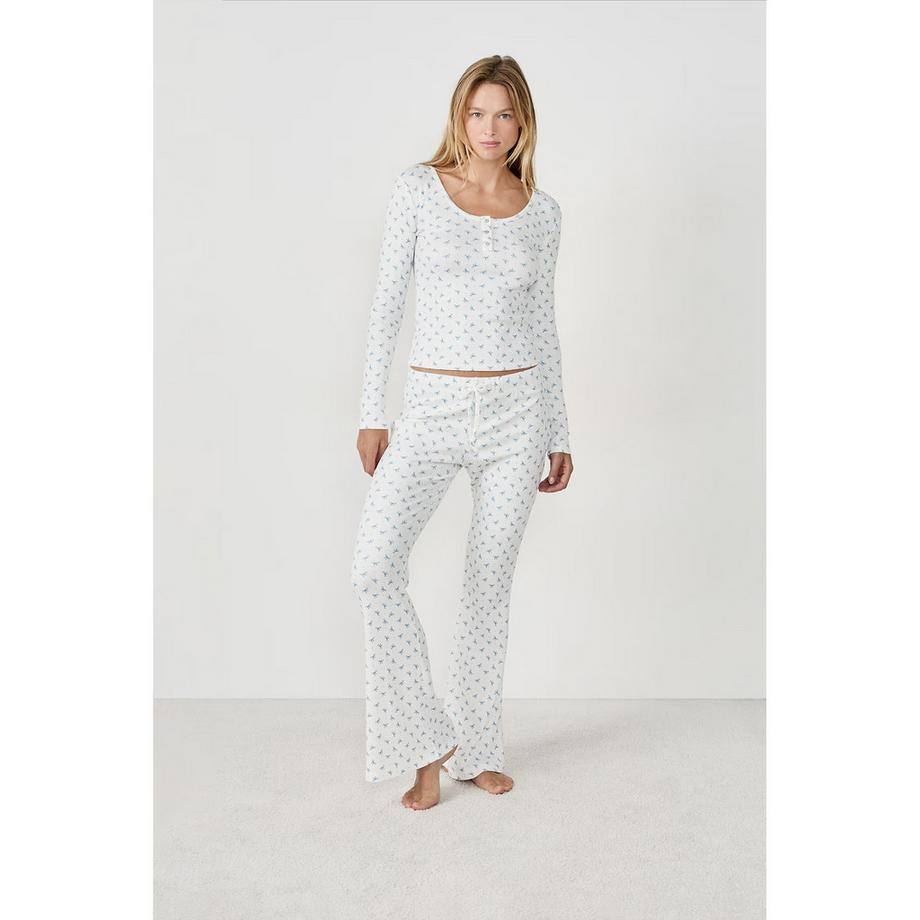 Etam Pantalon Flared Imprimé Nœuds  