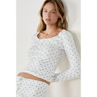 Etam Pyjama Imprimé Nœuds Manches Longues T-Shirt  