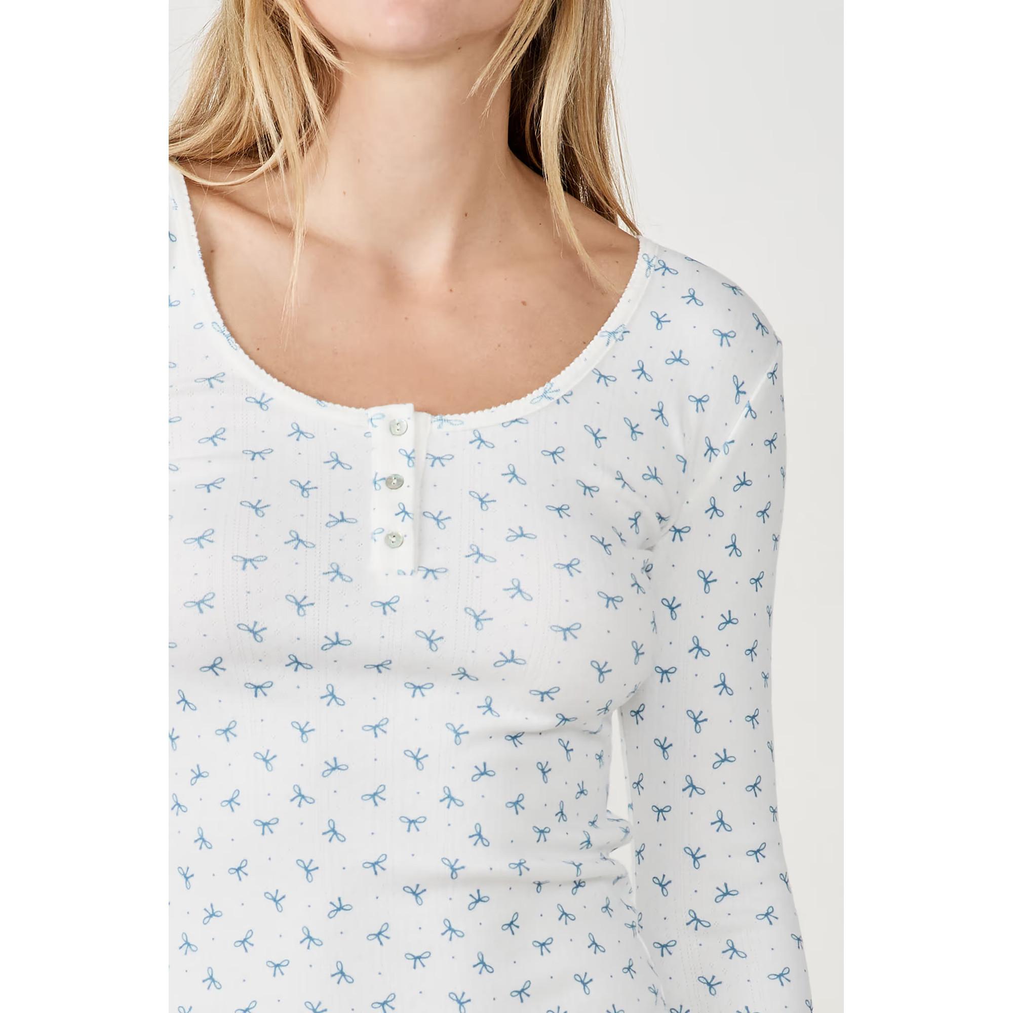 Etam Pyjama Imprimé Nœuds Manches Longues T-Shirt  