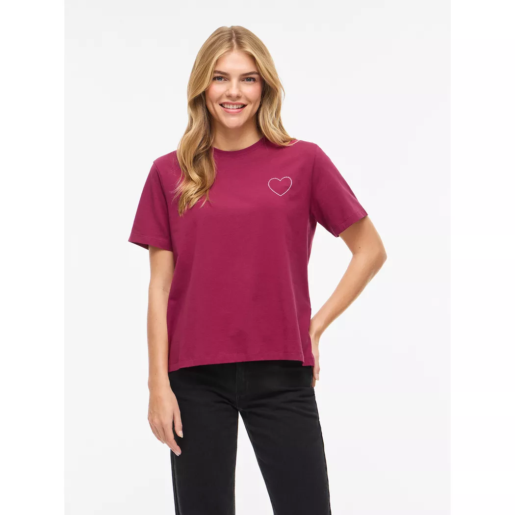 VILA - T-Shirt, für Damen, Dunkelrot, Größe M