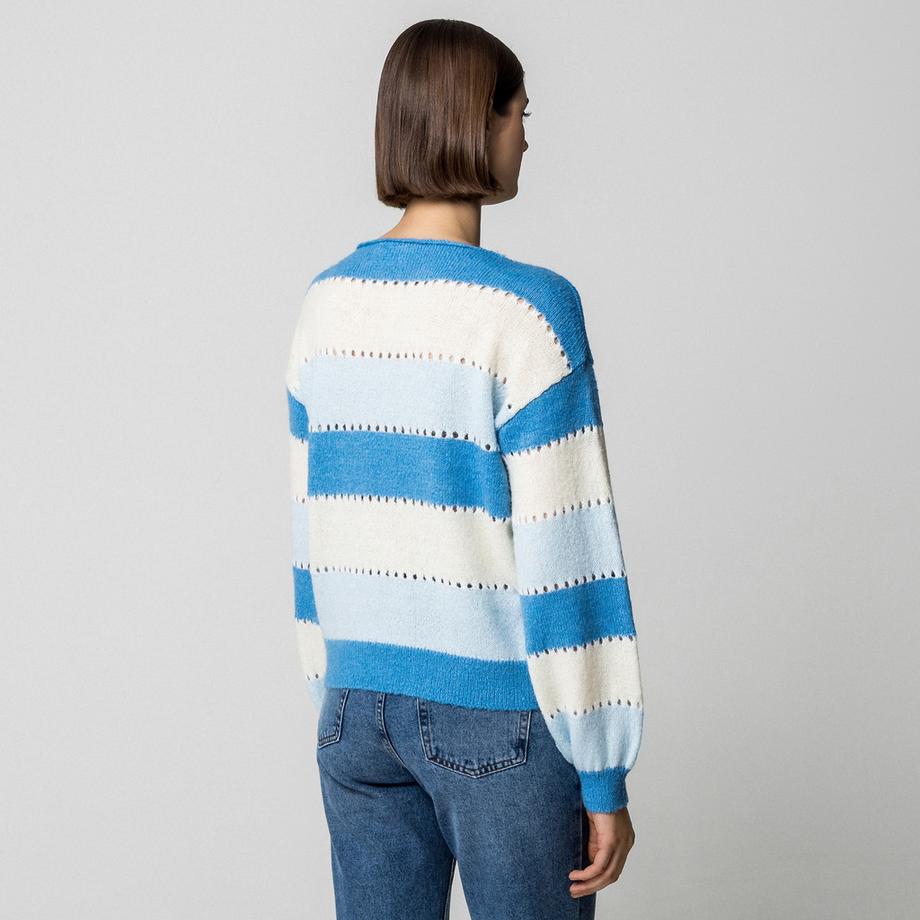 VILA Gestreifter U-Boot-Ausschnitt Pullover  