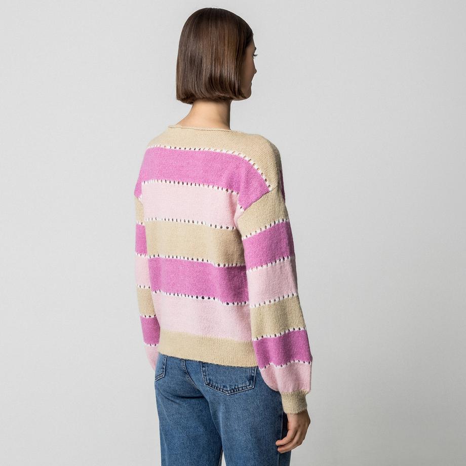 VILA Gestreifter U-Boot-Ausschnitt Pullover  