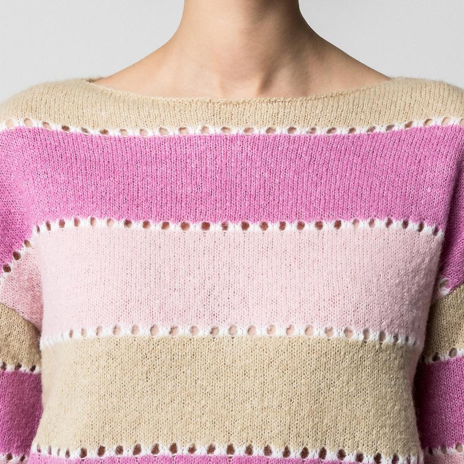 VILA Gestreifter U-Boot-Ausschnitt Pullover  