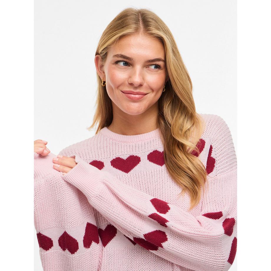 VILA Maglione con motivo a cuore e vestibilità rilassata  