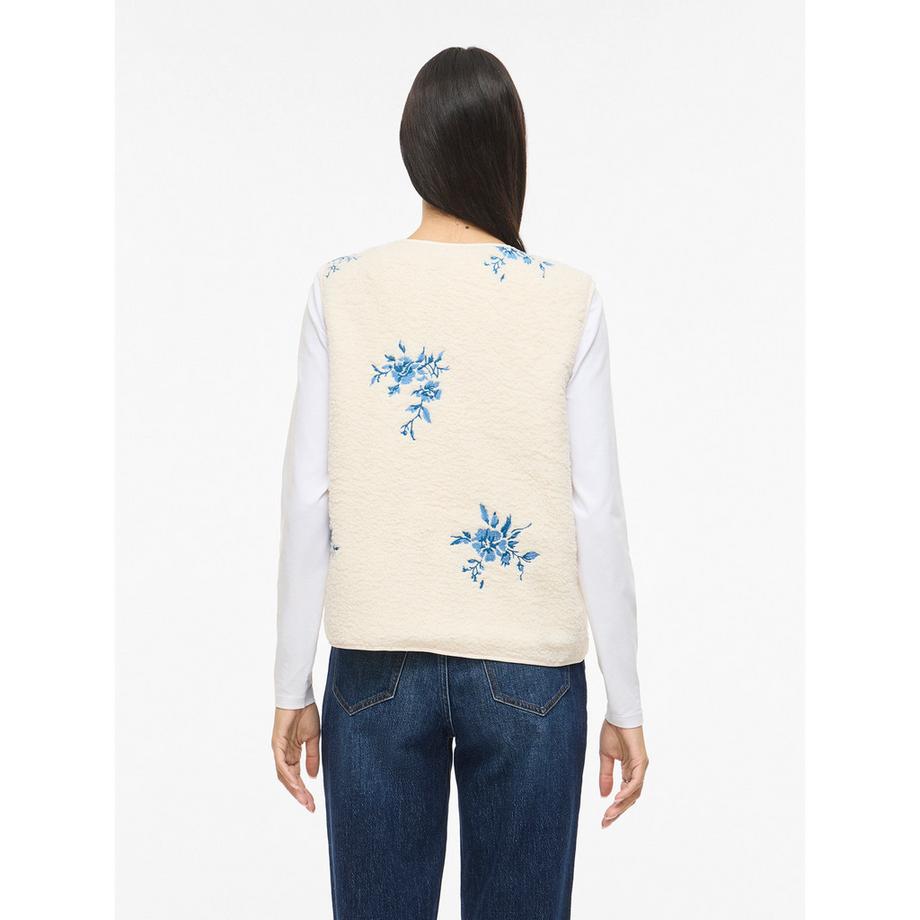 VILA Gilet en polaire brodé floral  