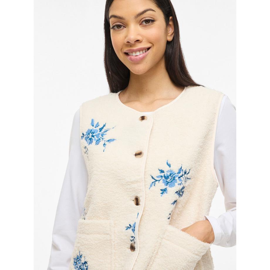 VILA Gilet en polaire brodé floral  