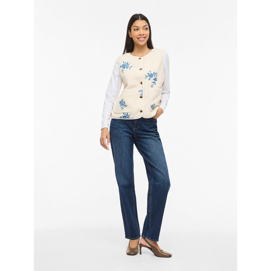VILA Gilet en polaire brodé floral  