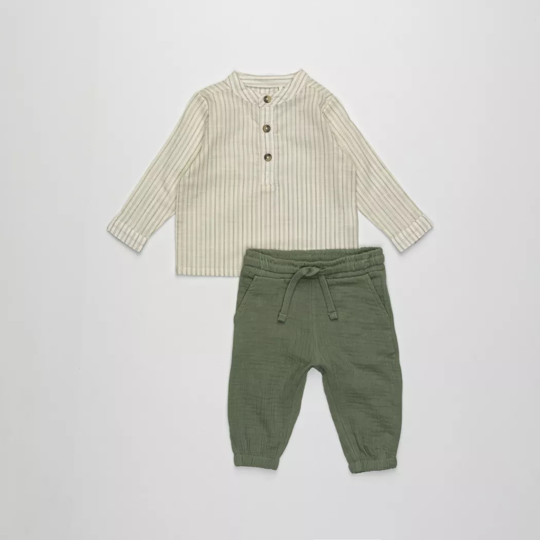 Manor Baby - Set: T-Shirt und Hose, 104, Olivegrün