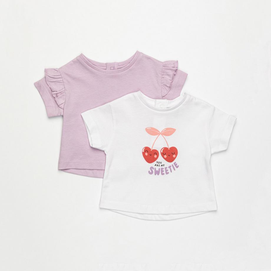 T-shirt, maniche corte, 2-pack