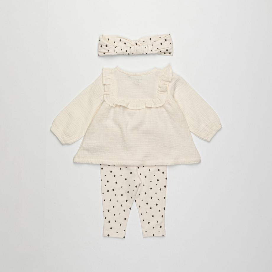 Manor Baby Ensemble T-shirt Pantalon et Bandeau  