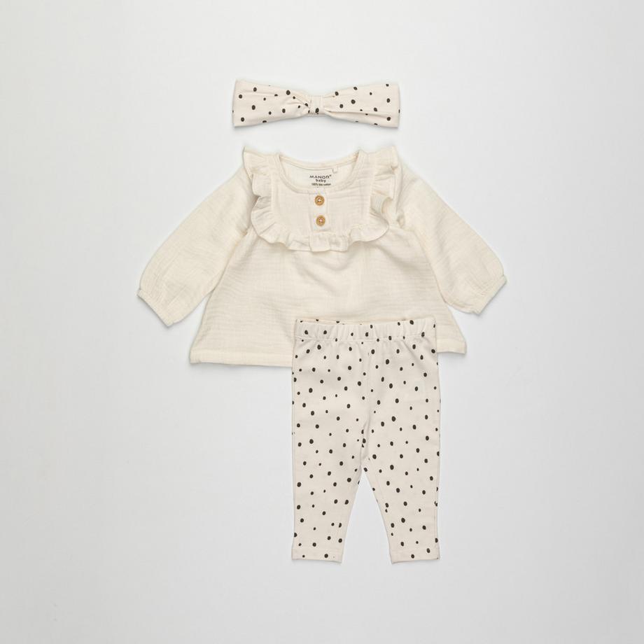 Manor Baby Ensemble T-shirt Pantalon et Bandeau  