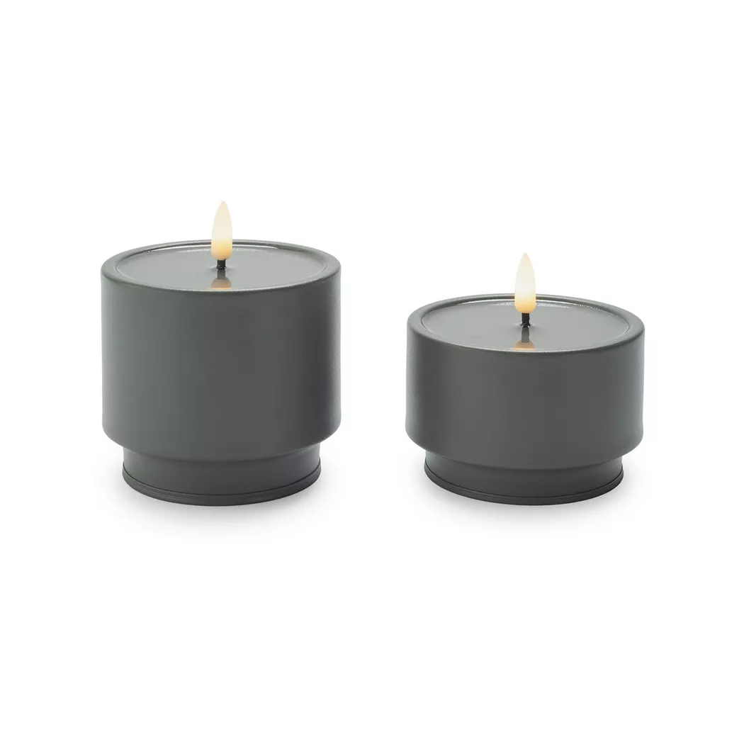 STT - LED Zylinderkerze, 2 Stück, Grau
