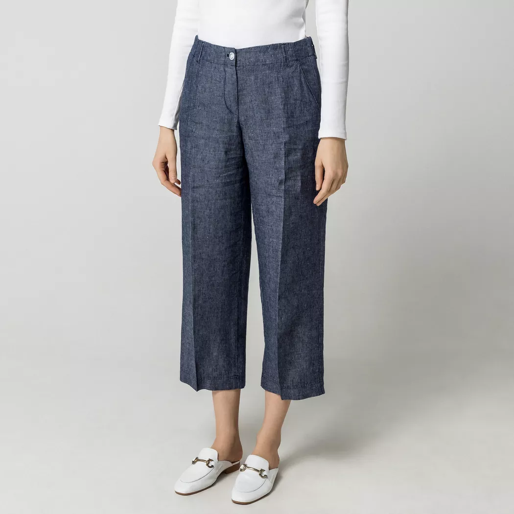 BRAX - Leinenhose, für Damen, Blau Denim Dunkel, Größe 40