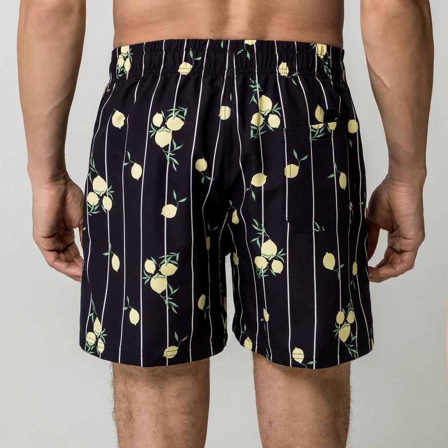 Manor Man Badeshorts mit Zitronenprint und Streifen  