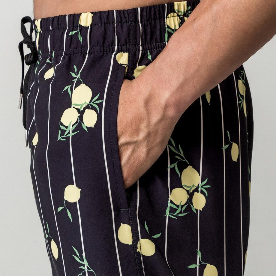 Manor Man Short de bain imprimé citron rayé  