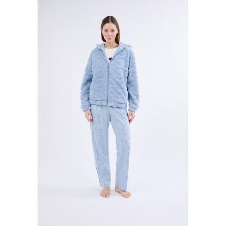 Etam Pyjama Set avec Hoodie Motif Coeur et Pantalon à Pois  