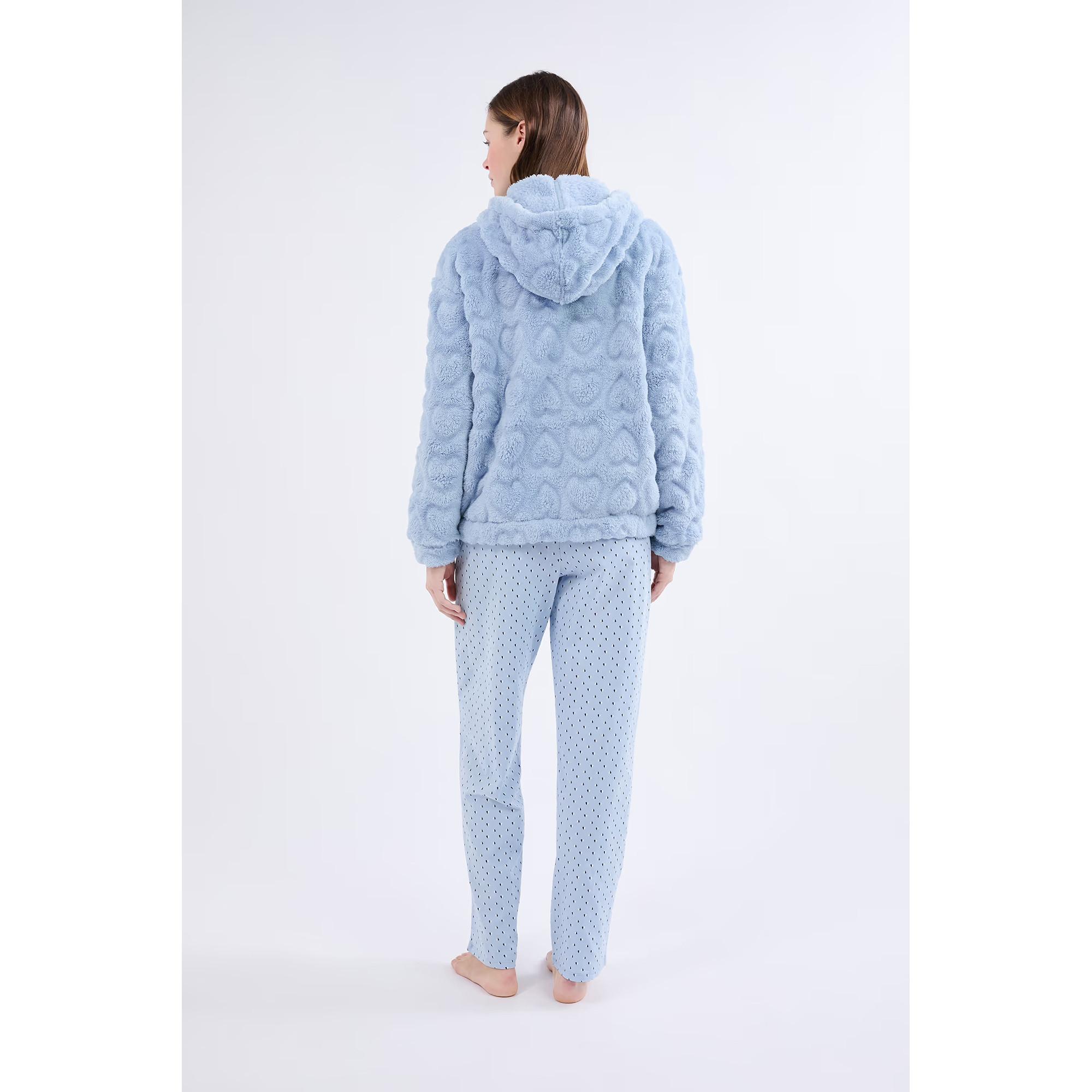 Etam Pyjama Set avec Hoodie Motif Coeur et Pantalon à Pois  