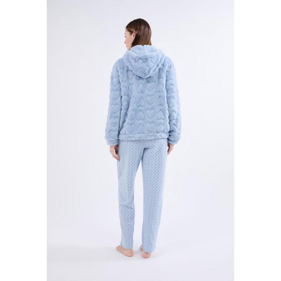 Etam Pyjama Set avec Hoodie Motif Coeur et Pantalon à Pois  