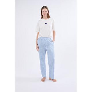 Etam Pyjama Set avec Hoodie Motif Coeur et Pantalon à Pois  