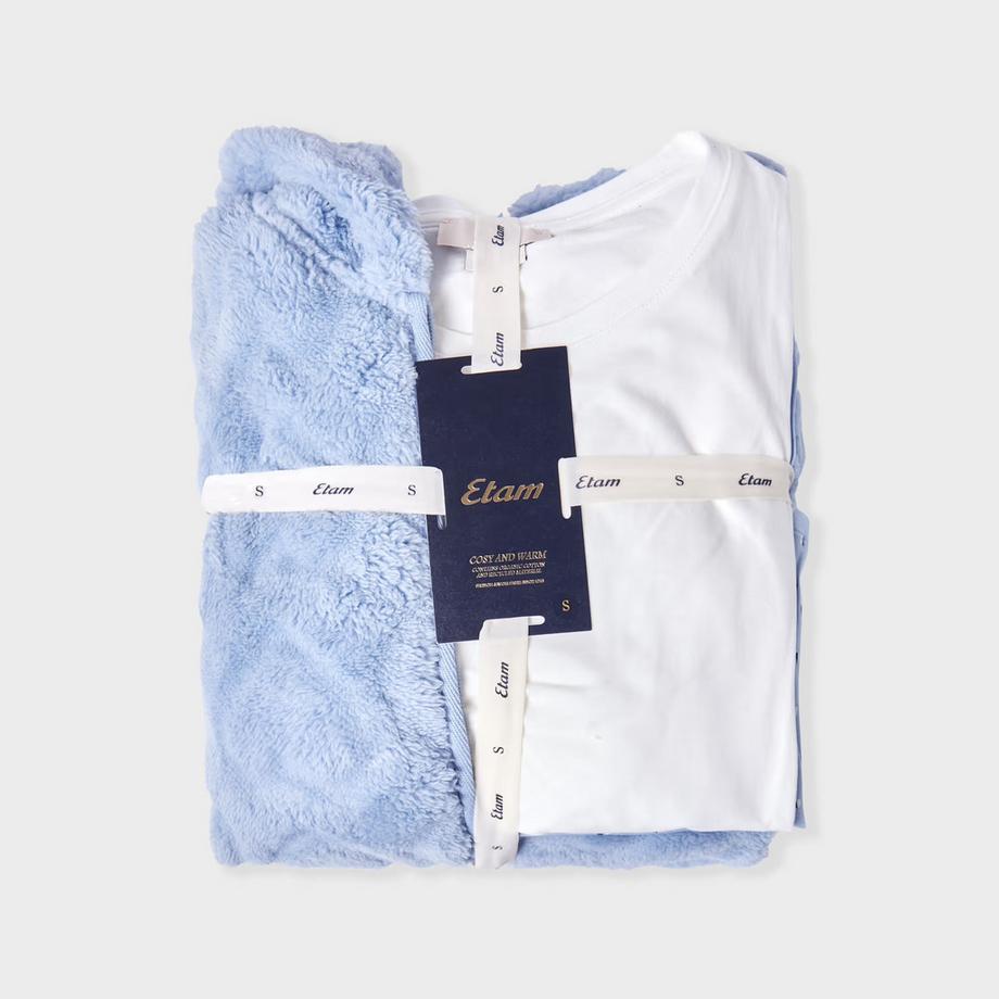 Etam Pyjama Set avec Hoodie Motif Coeur et Pantalon à Pois  