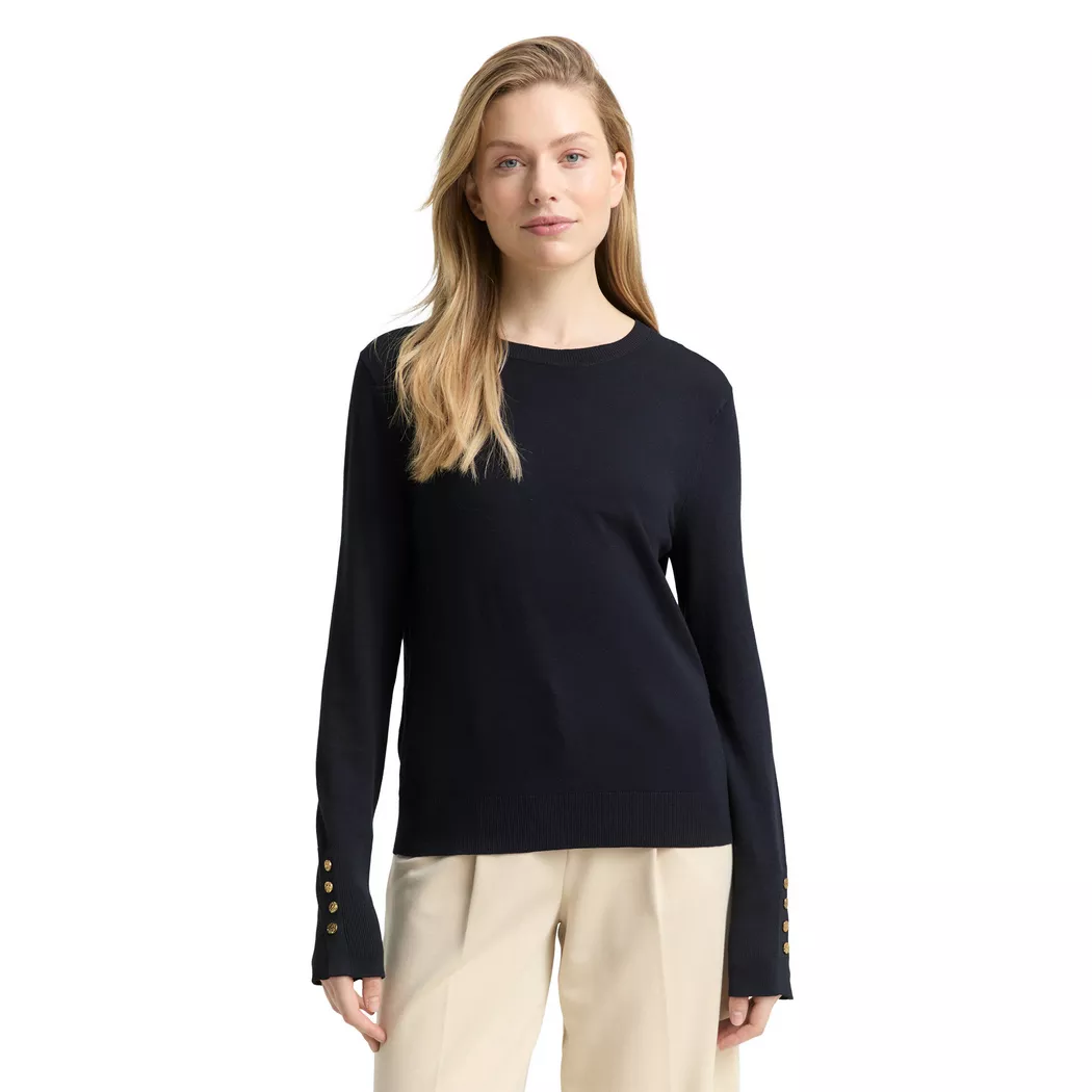 T-Shirt TOM TAILOR, Damen, Gr. S, sky captain, Jersey, Obermaterial: 100% Baumwolle, unifarben, regular fit normal, Rundhals, Shirts T-Shirt 3