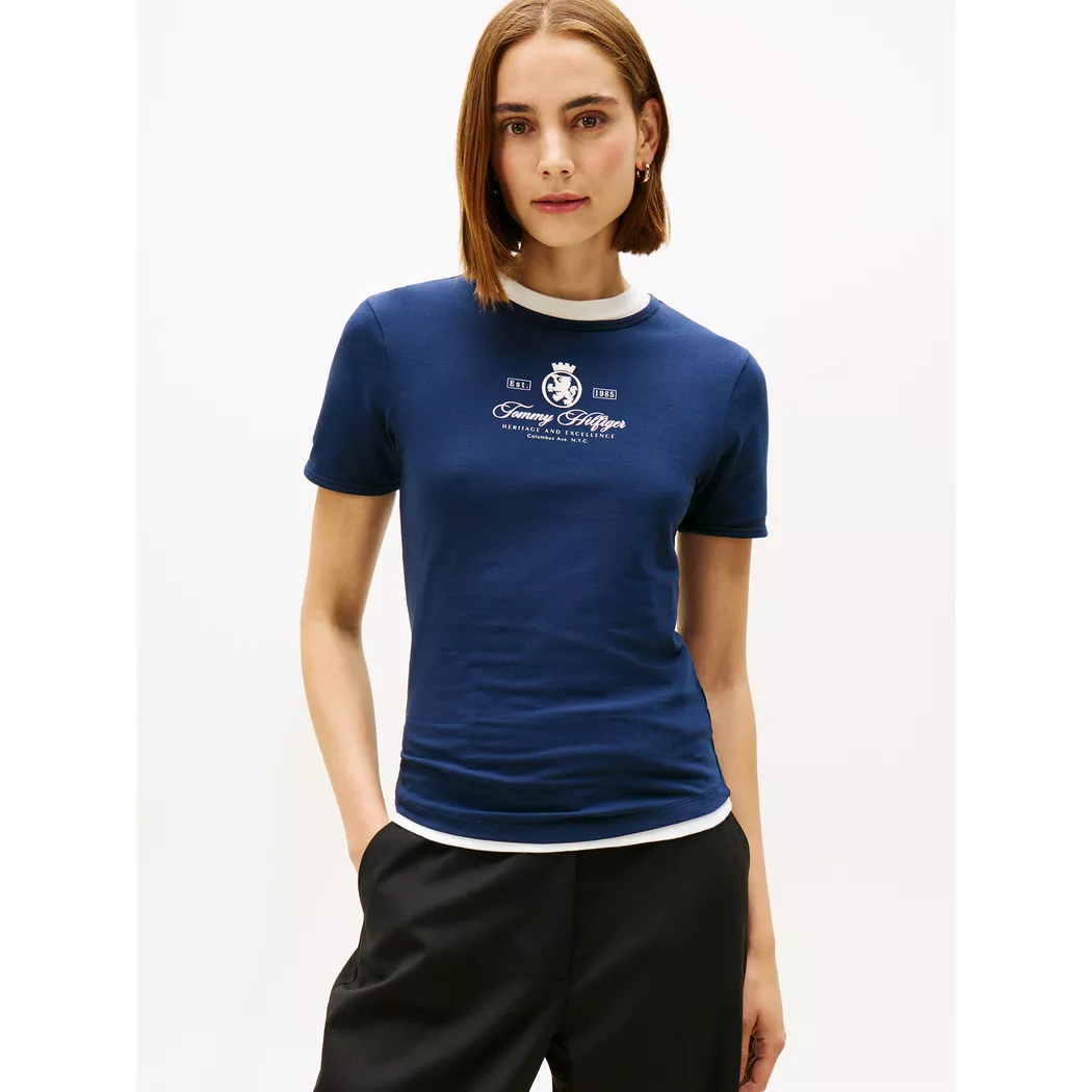 Tommy Hilfiger T-shirt à Manches Courtes 1985 Reg Mini Corp Logo Nos Desert Sky M Femme 4