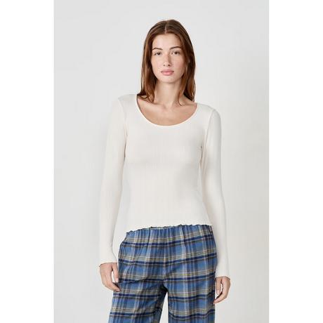 Etam T-Shirt Pigiama a Costine Maniche Lunghe  