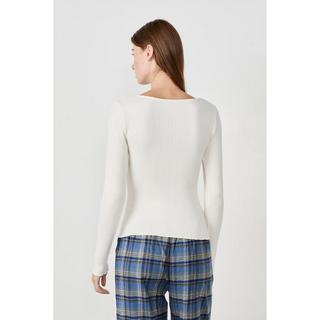 Etam T-Shirt Pigiama a Costine Maniche Lunghe  