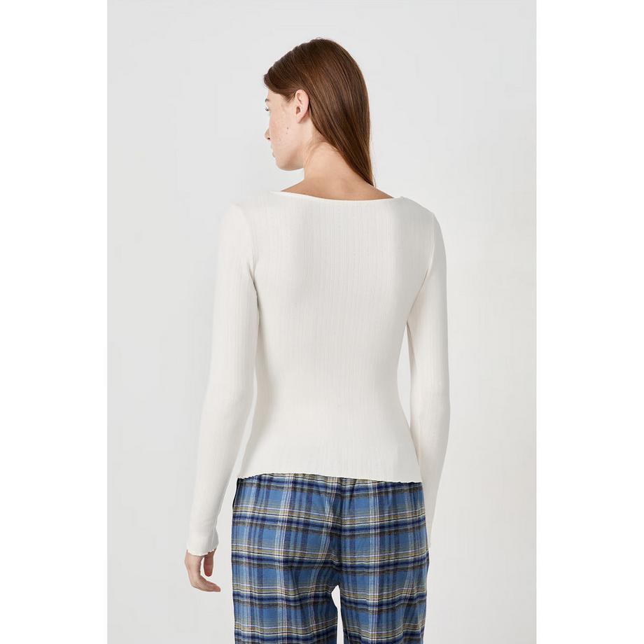 Etam Langarm Rippen T-Shirt  