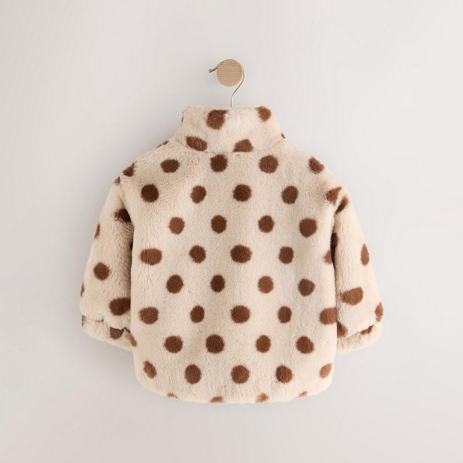 Next Veste Bomber en Fausse Fourrure à Pois  