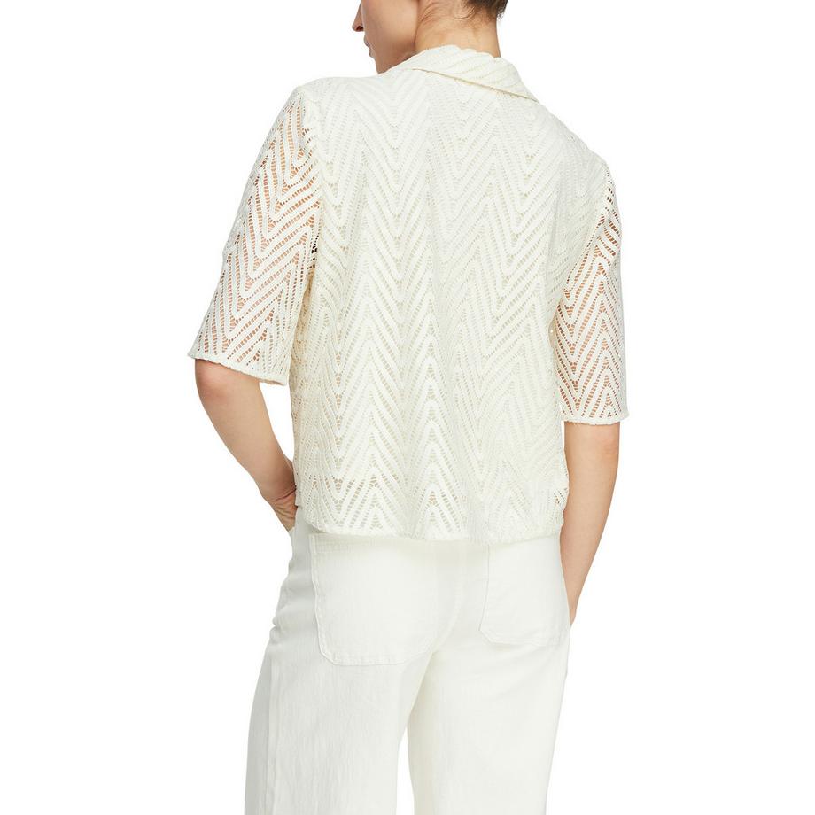 Comma Blouse à Manches Courtes Motif Dentelle avec Col  