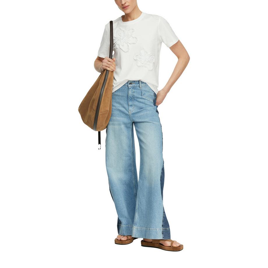 Comma T-Shirt mit floralen Applikationen  