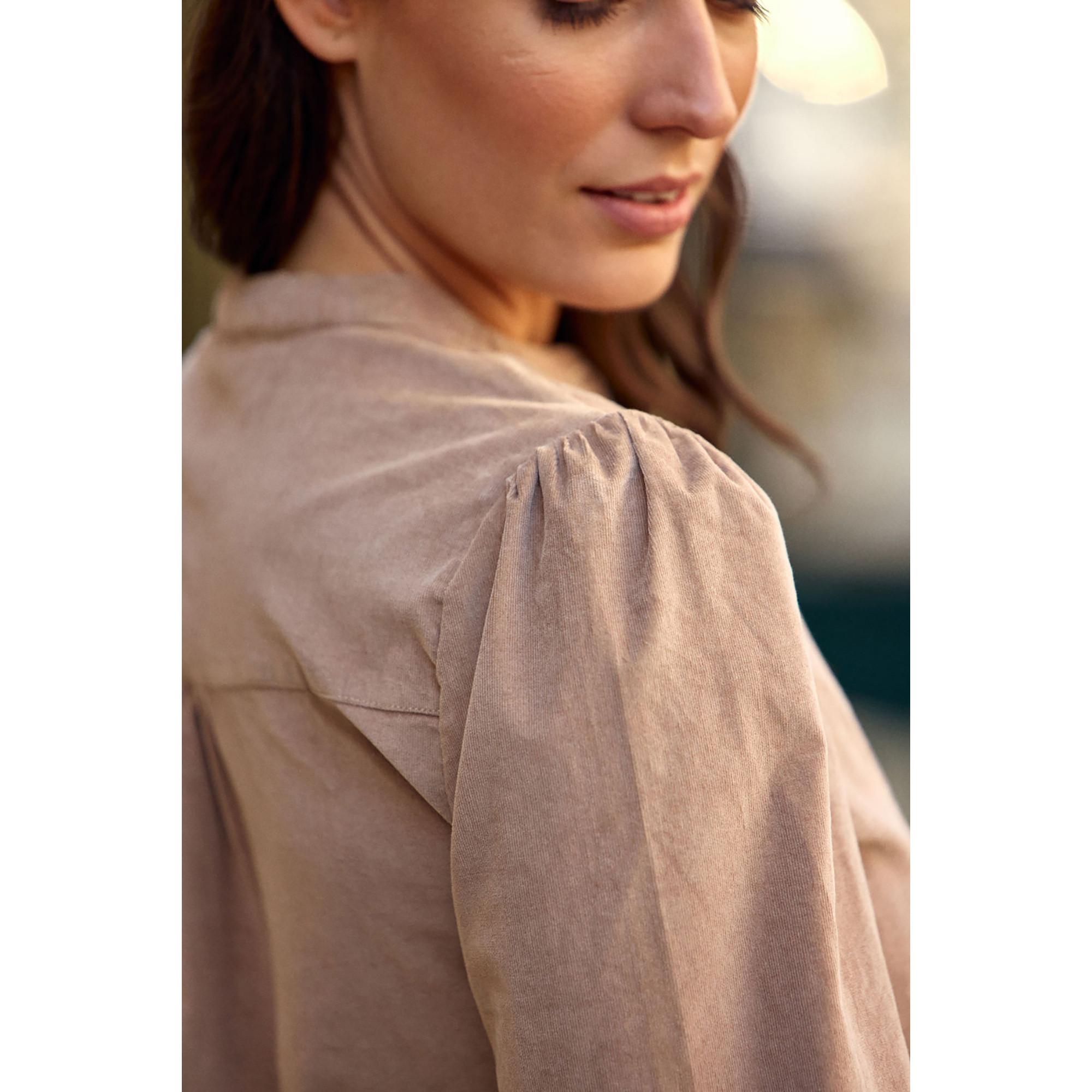 La Petite Etoile Chemisier Manches Longues Velours Côtelé Col Montant  