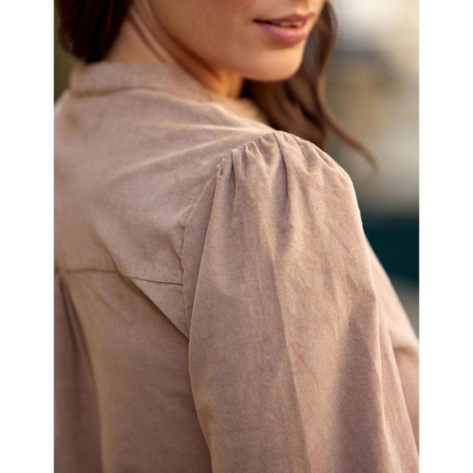 La Petite Etoile Langarm Cordbluse mit Stehkragen  