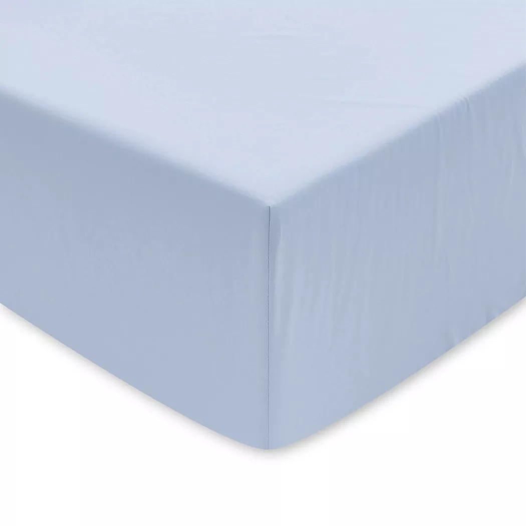 Manor - Fixleintuch, Perkal Uni Fixleintuch, 90 x 200 x 30 cm, Hellblau