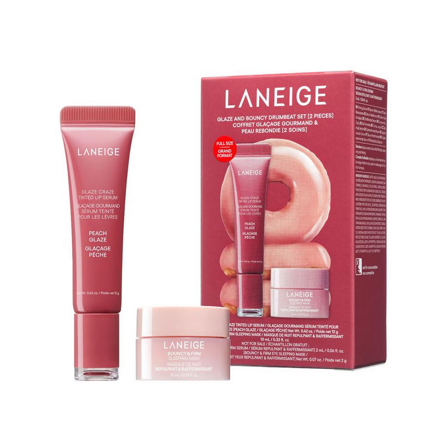 LANEIGE  Glazed and Bouncy Drumbeat Set - Set di balsami labbra e maschera viso notte 