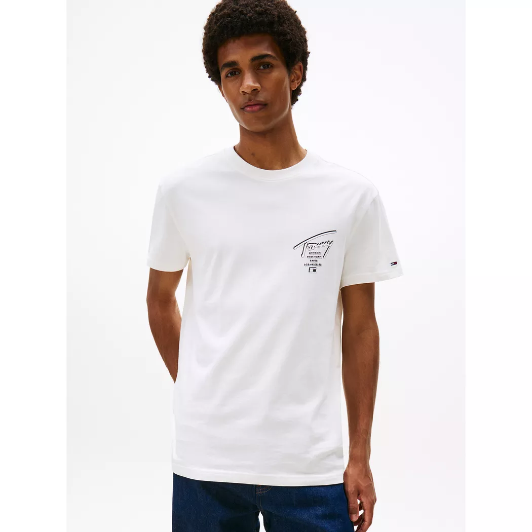 Tommy Jeans T-shirt à Manches Courtes Rwb Flag Slim Fit Ancient White S Homme 2