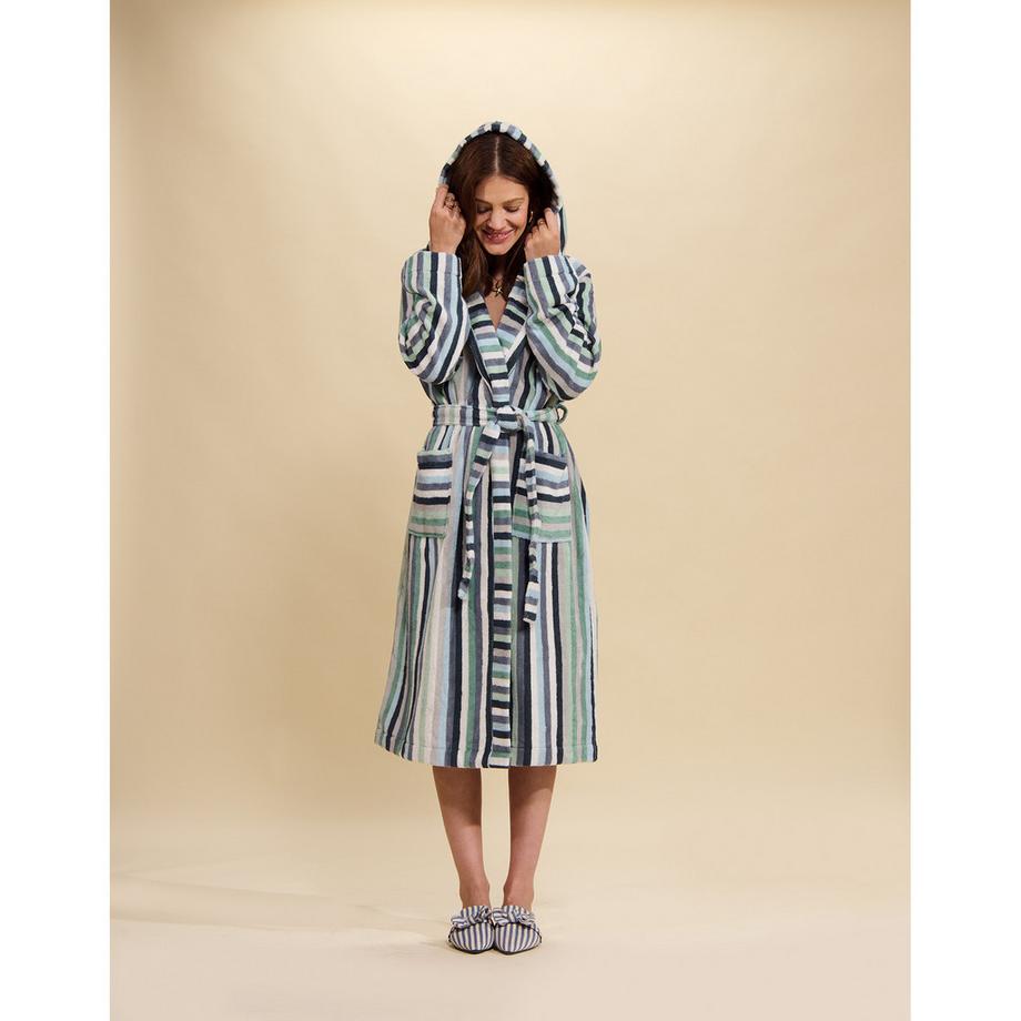ESSENZA Donna Peignoir rayé à capuche  