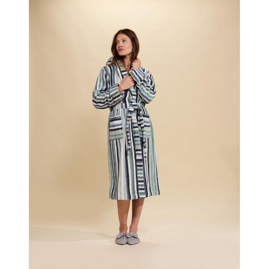 ESSENZA Donna Peignoir rayé à capuche  