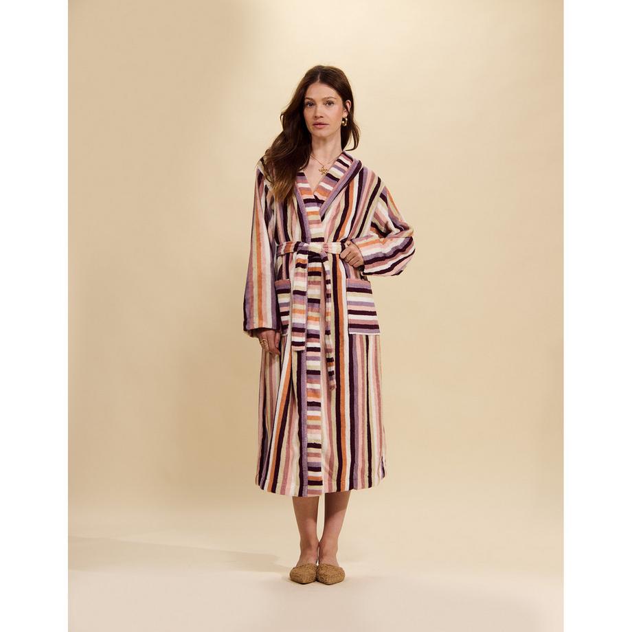 ESSENZA Donna Peignoir rayé à capuche  