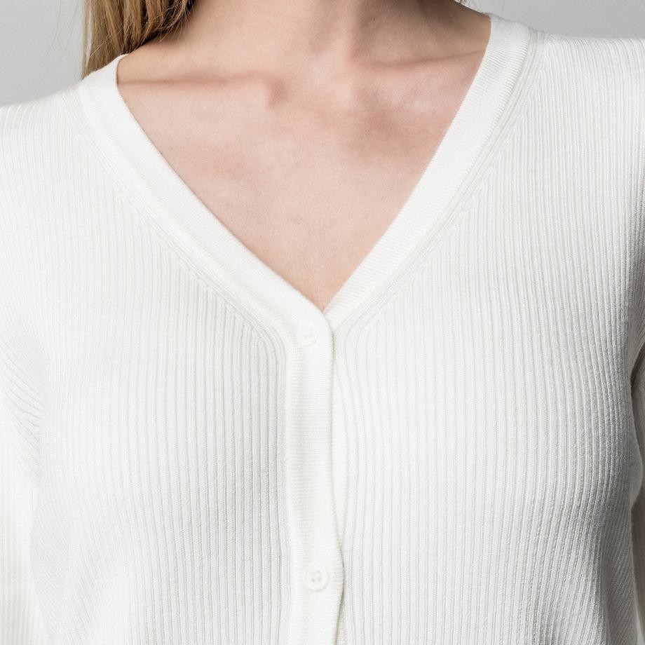 Manor Woman Cardigan a coste con scollo a V  