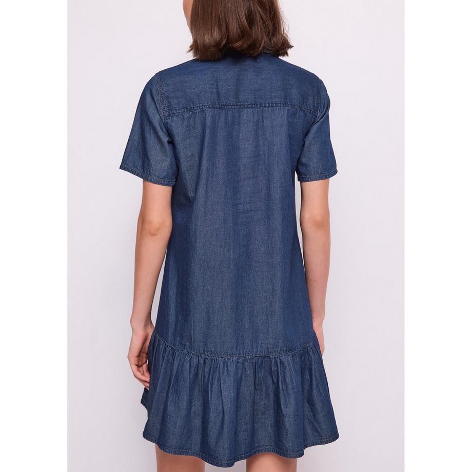 GAUDI Vestito corto in denim a maniche corte con orlo a balze  