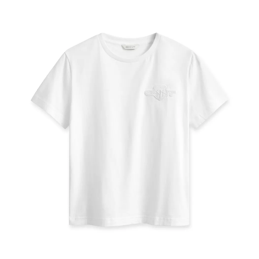 Gant T-shirt à Manches Courtes Et Col En V Reg Shield White XL Femme