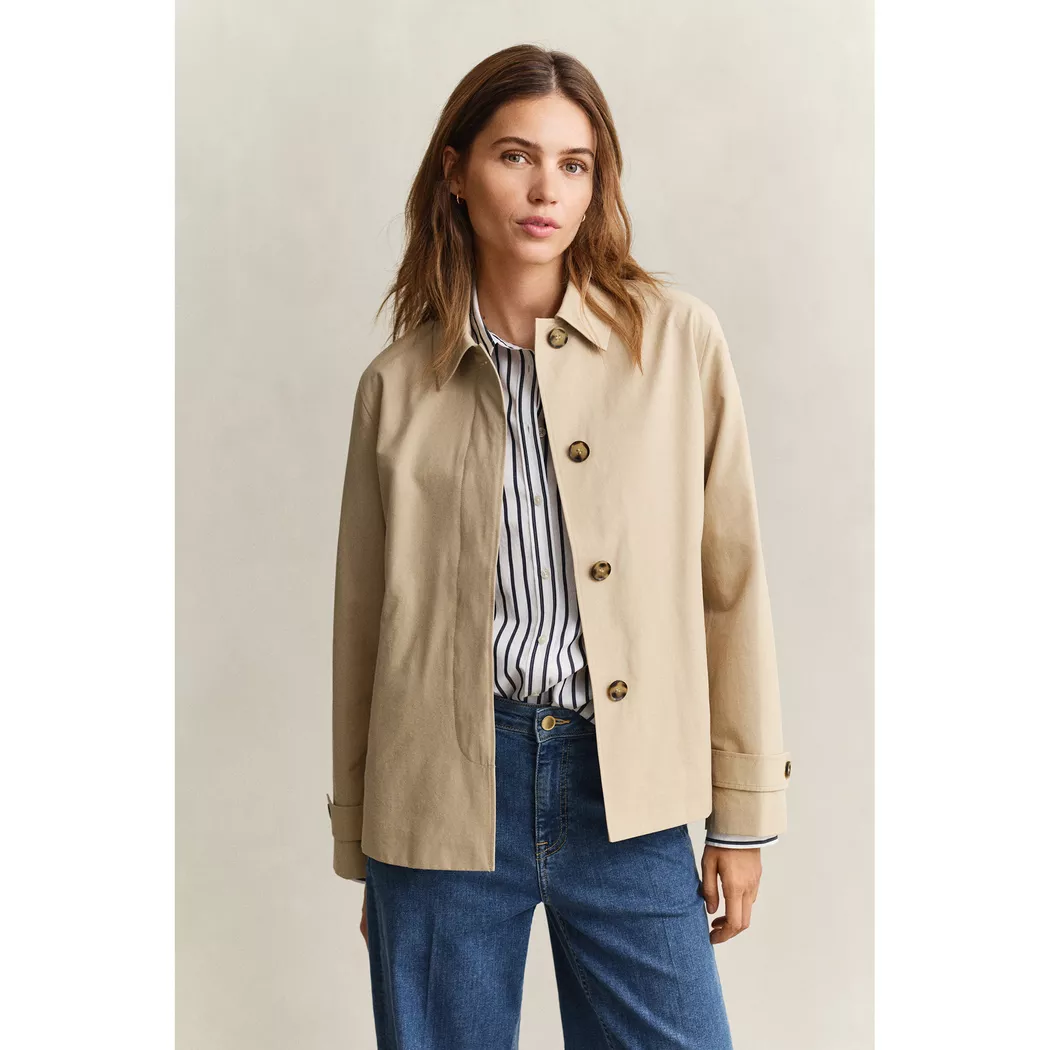 GANT SHORT COTTON BLEND CAR COAT DAM, S, OAT BEIGE