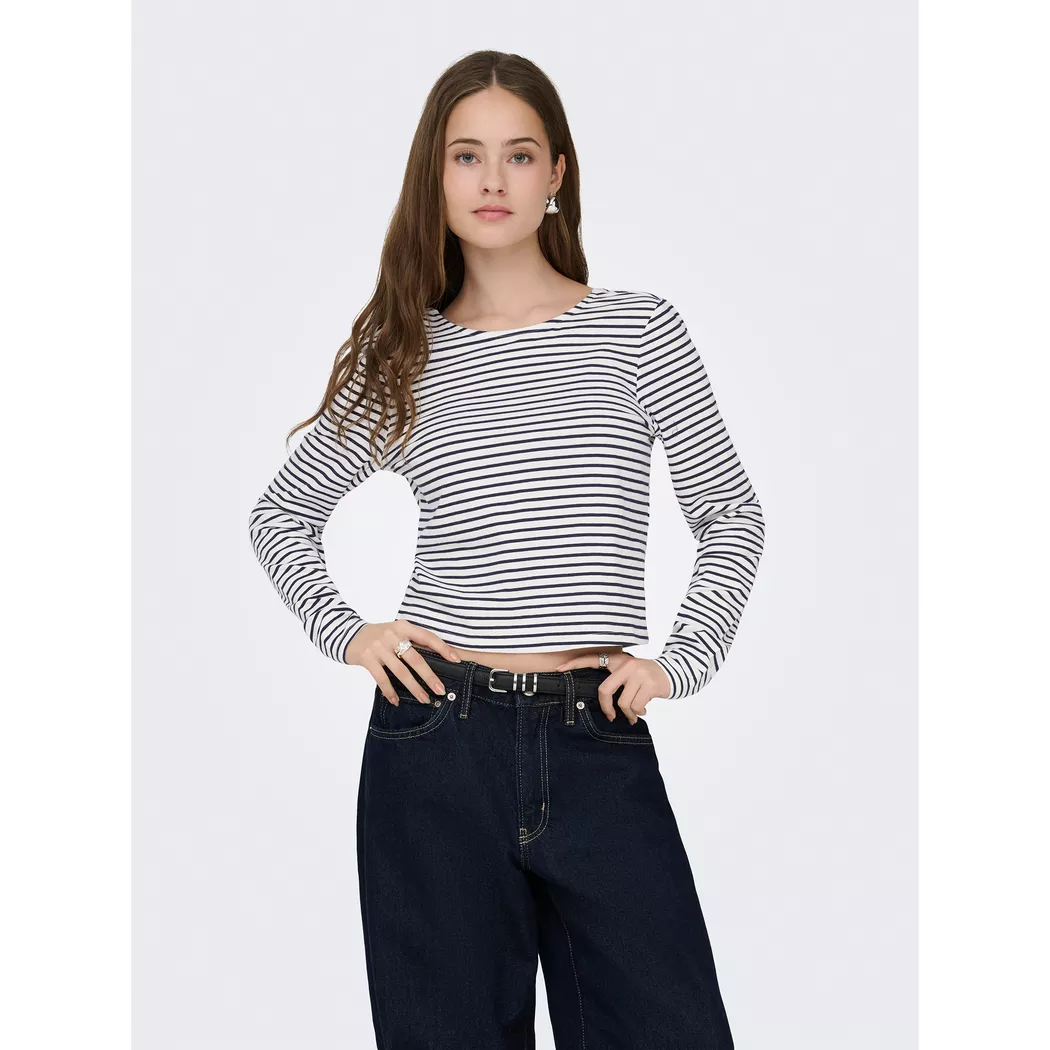 Only Lingerie - T-Shirt, langarm, für Damen, Zweifarbig, Größe M