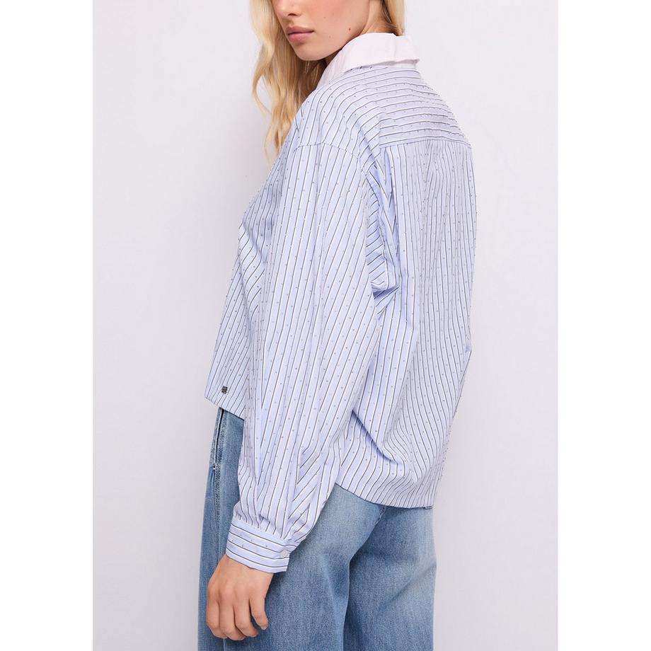 GAUDI Gestreifte Bluse mit weissem Kragen  
