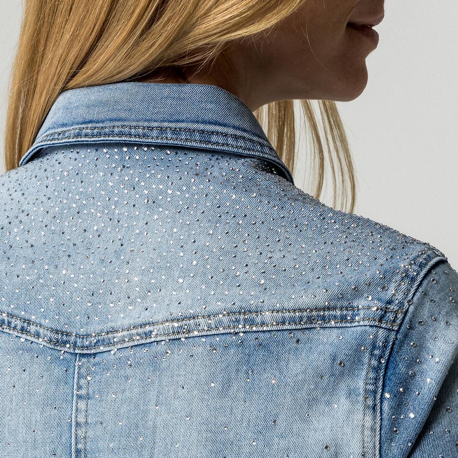 GAUDI Camicetta in denim con strass  