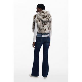 Desigual Veste Trucker Denim Fausse Fourrure  