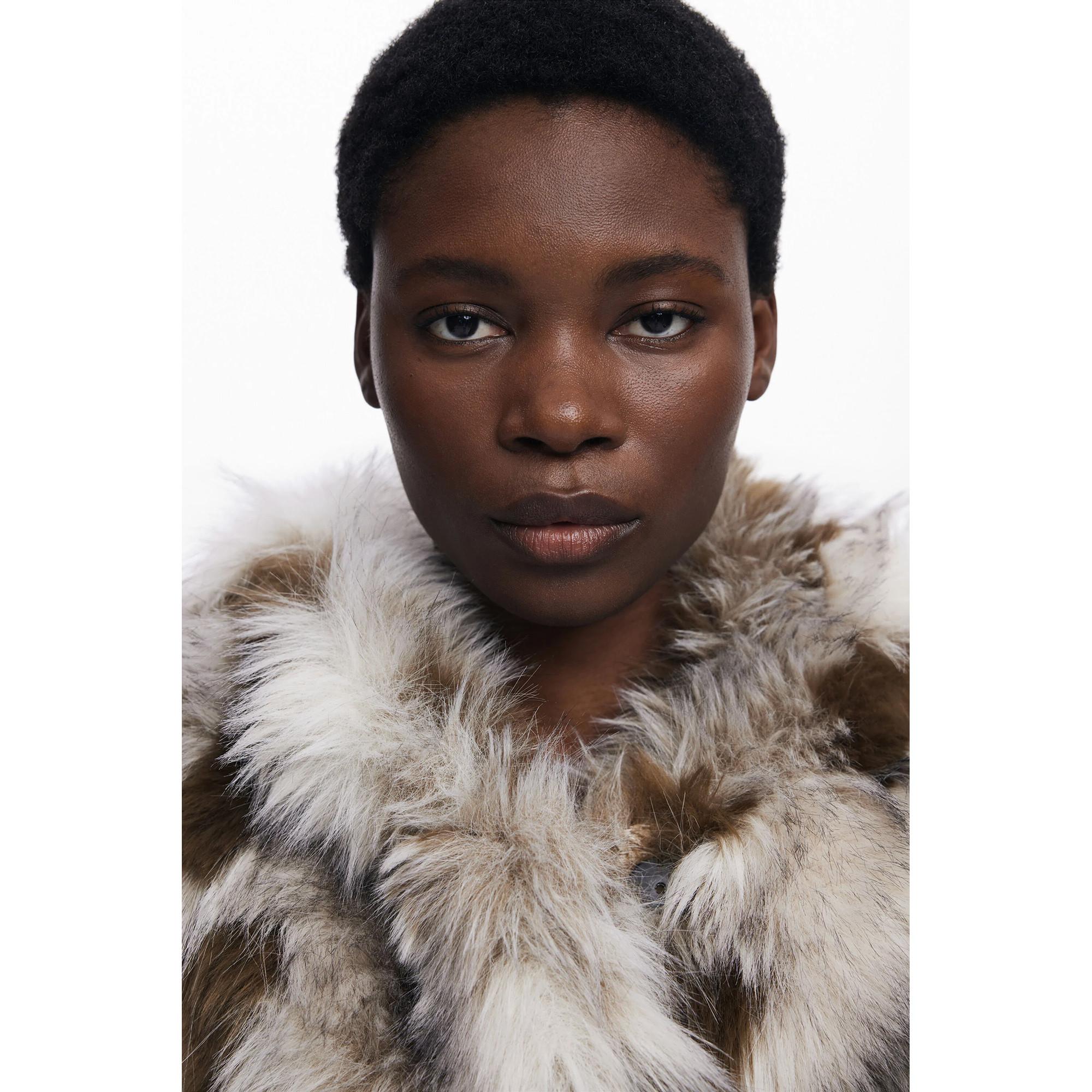 Desigual Veste Trucker Denim Fausse Fourrure  